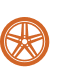 Orange tire icon representing Quick Change Tires mobile automotive services for tire repair and replacement.
